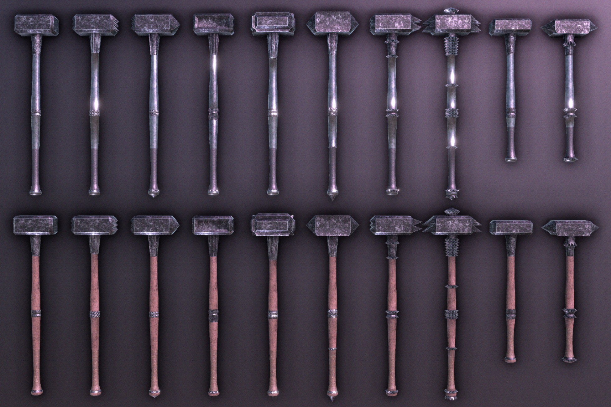 Modular Hammer Modular Melee Hammer Pack | Low Poly Stylized Melee Weapon Procedural ...