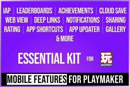 Essential Kit for PlayMaker - IAP, Leaderboards, Cloud Save, Notifications etc..