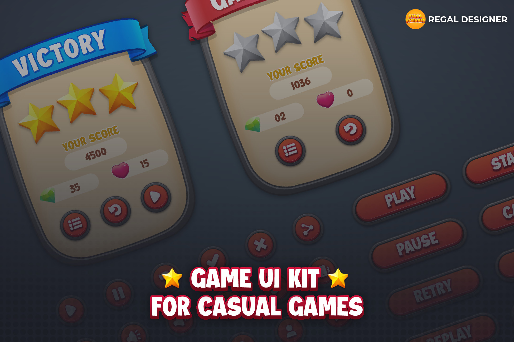 Game UI Kit 4: Essential UI Kit for Casual and Puzzle Games | 2D GUI ...