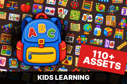 Kids Education Preschool Learning Numbers Shapes Puzzle Icons Pack