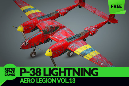 Lockheed P-38 Lightning WW2 Twin-Engine Fighter Airplane - Low Poly 3D Model