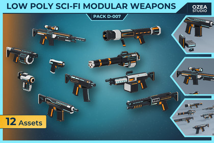 Low Poly Sci-Fi Modular Weapons Pack D-007