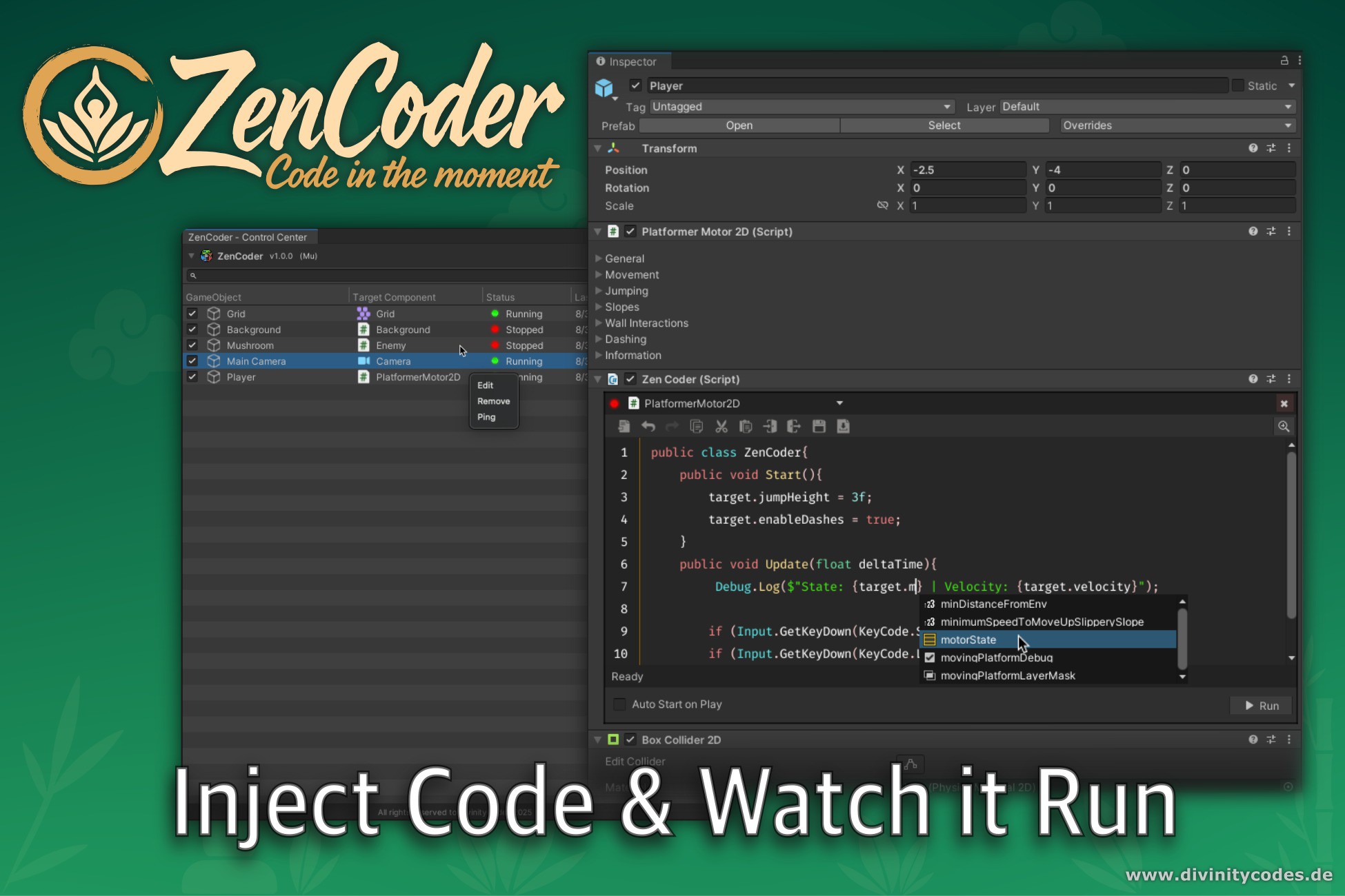 ZenCoder - Inject Logic. See It Run Instantly.