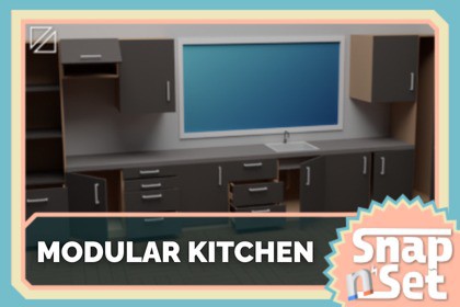 LowPoly Modular Kitchen - SnapNSet