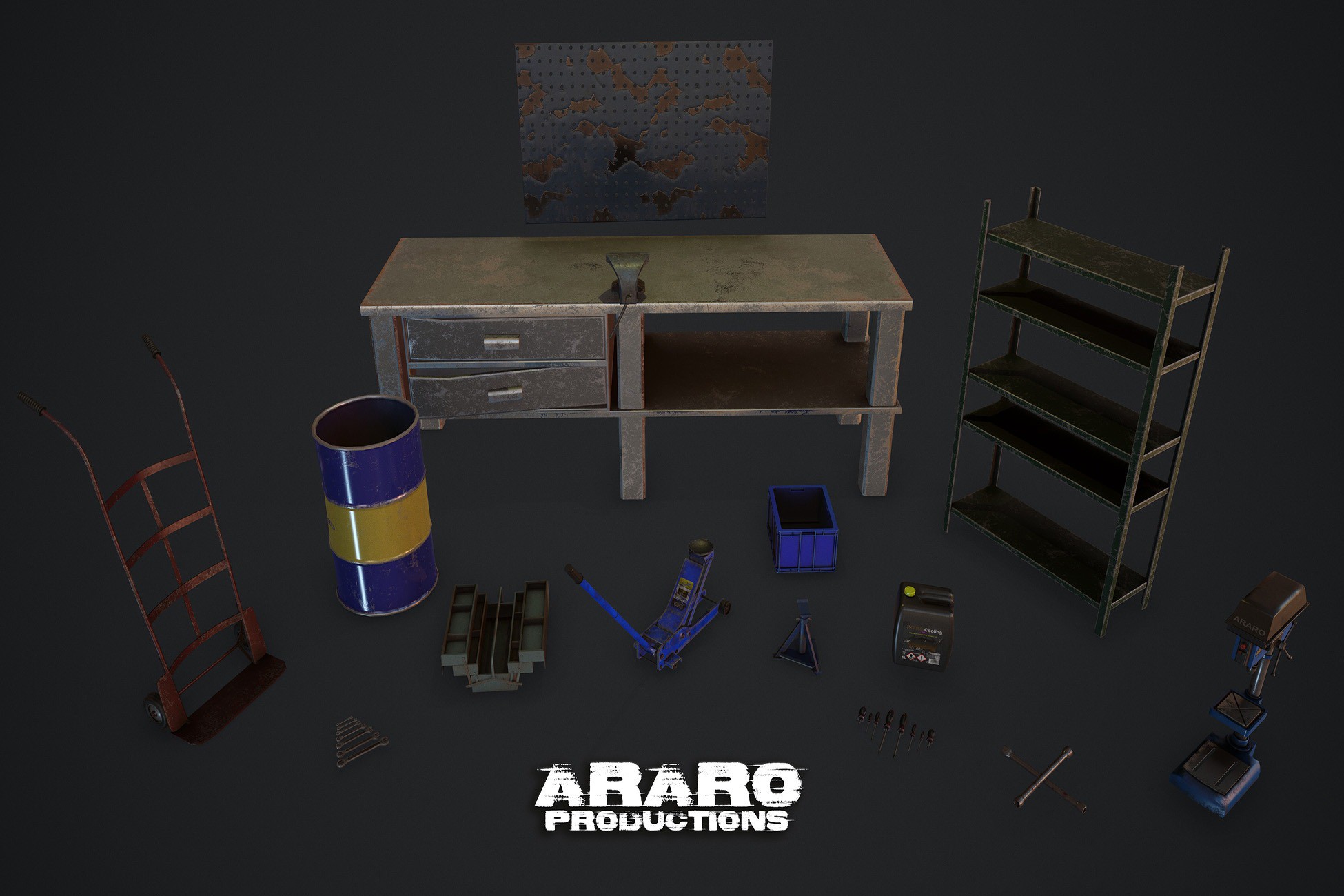 GarageTools Part_01 + Free SBSAR | 3D 道具 | Unity Asset Store