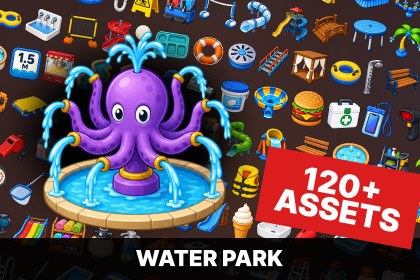 Water Park Pool Resort Slides Attractions Management Icons Pack