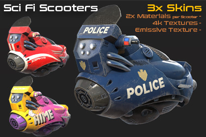 Sci-Fi HOVER SCOOTER /3x different skins!