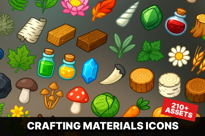 Crafting Materials Icons Survival RPG Resources Herbs Minerals Food Wood