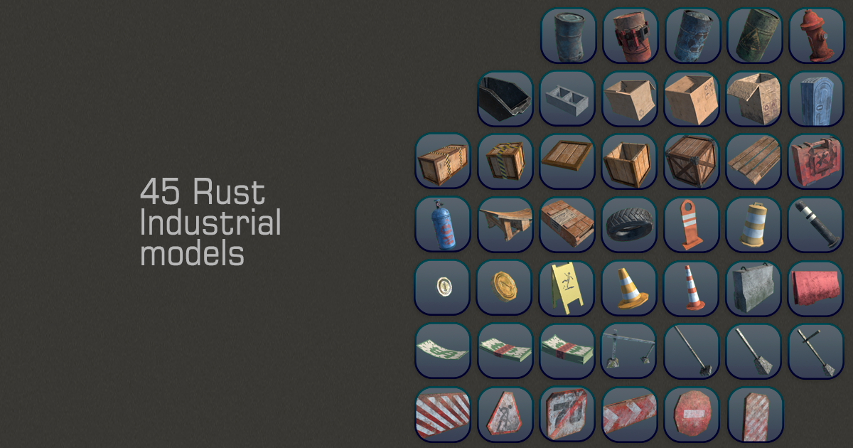 45 Rust Industrial models | 3D 角色 | Unity Asset Store