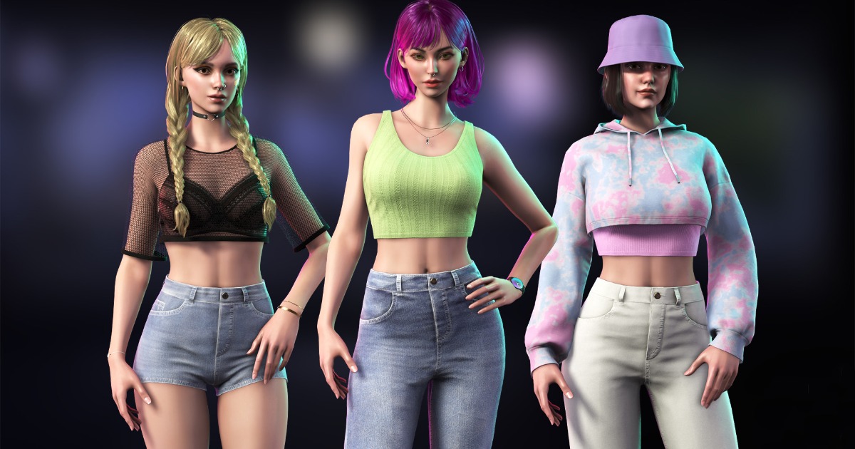 Unity Fashion Sample Casual Wear Girls Pack 1 - Streetwear Modern Realistic Stylized Woman ...