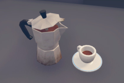 Moka Pot and Espresso Coffee Cup