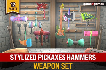 Stylized Pickaxes & Hammers Weapon Set