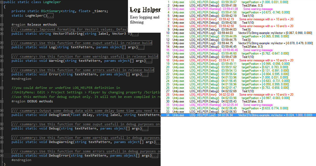 Helper Log Log Helper | Tools | Unity Asset Store