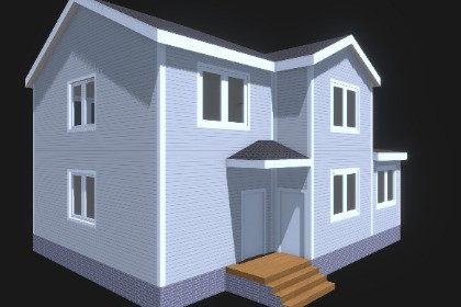 Low Poly Tall Residential House