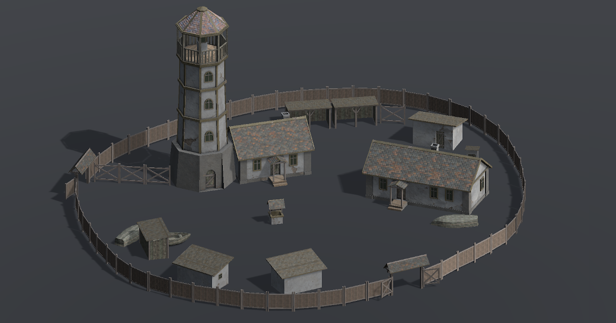 Low Poly PBR Lighthouse and Buildings | 3D Environments | Unity Asset Store