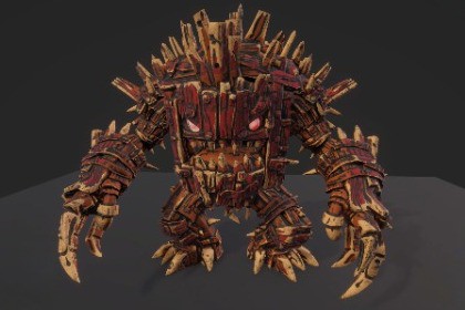 Stylized Wood Monster – Spiked Variant (Animated, LOD, Skins)