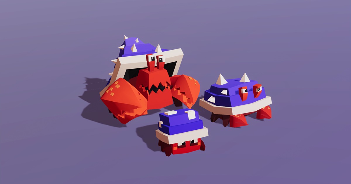 Shell Hermit Crab Evolution Pack Toon Series 3D 동물 Unity Asset Store