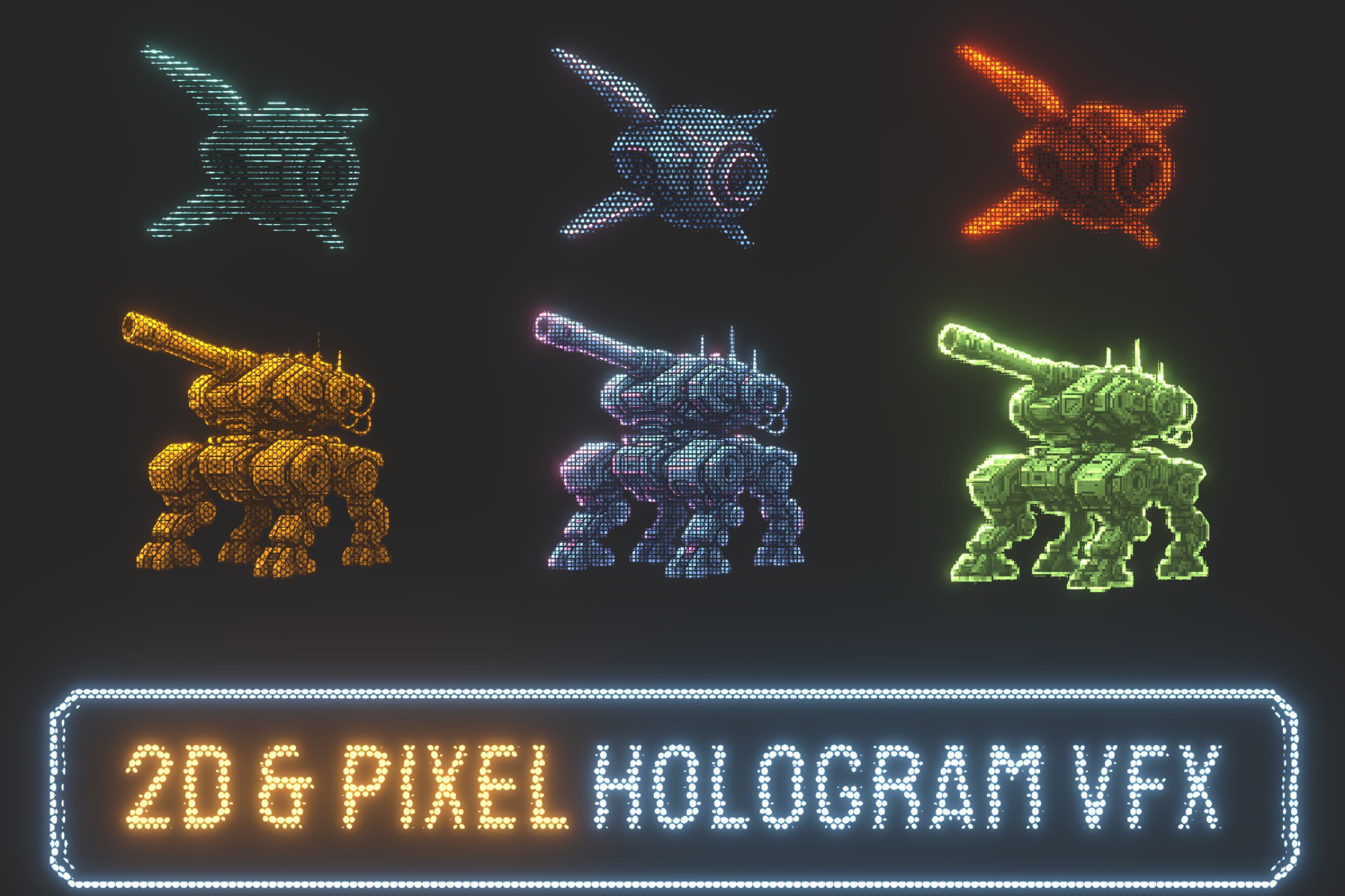Unity Pixel Shading 2D & Pixel Hologram VFX Shader | VFX | Unity Asset Store