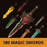 180 Magic Swords - Vibrant 2D Weapon Icons for Fantasy Games