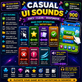 Casual UI Sounds Pack – Clean, Juicy & Responsive Interface SFX