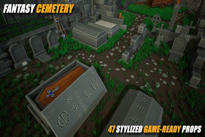 Stylized Cemetery Pack – Modular Fantasy Environment – Game Ready