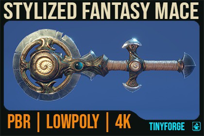 The Hermit | Stylized Fantasy Mace | Handpainted | Game Ready