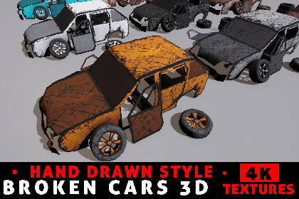 Broken Cars 3D : Hand drawn style