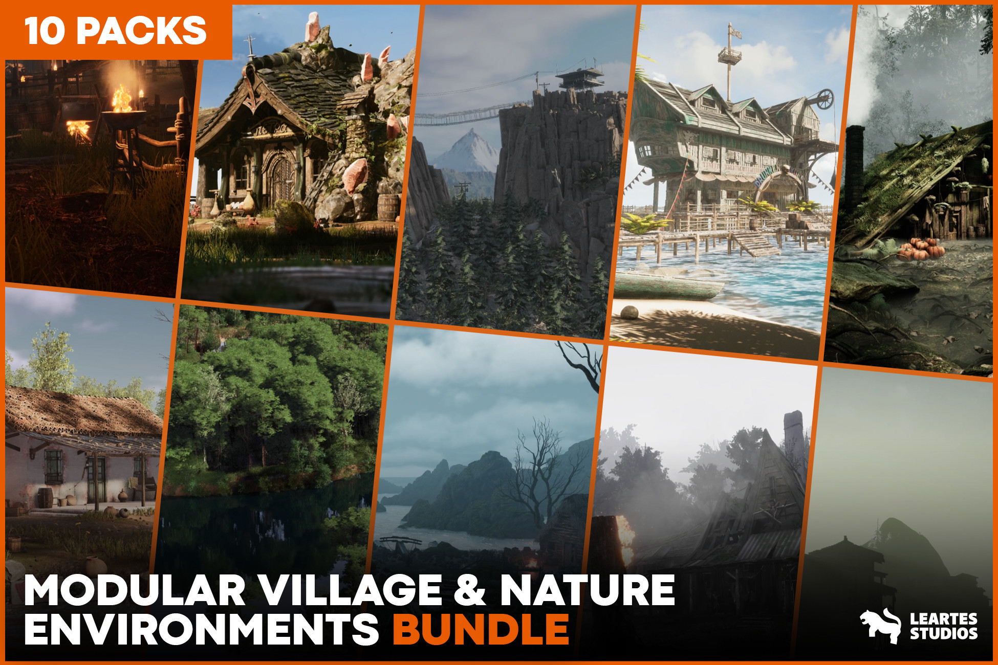 Modular Village & Nature Environments Bundle (10 Packs) | 3D ...