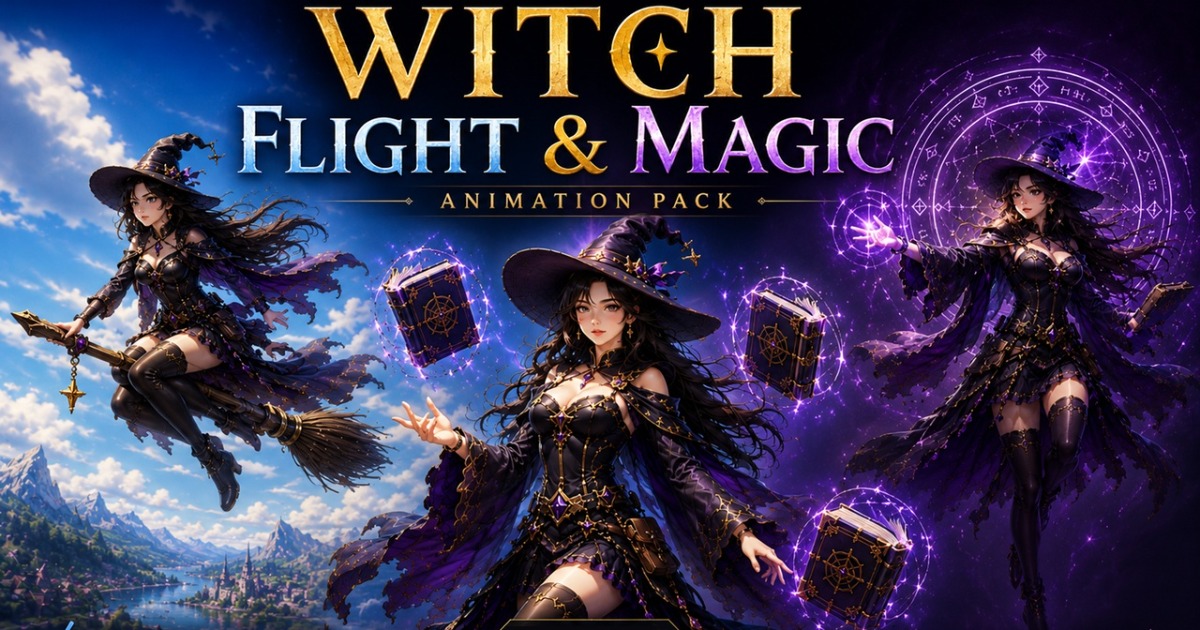 Witch Flight & Magic Combat Animation Pack