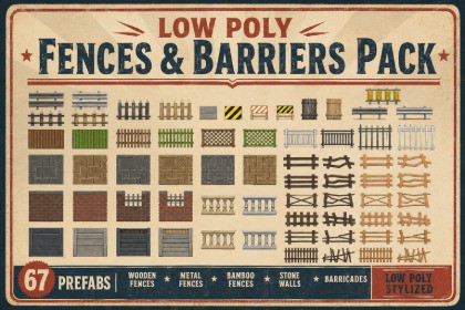 Low Poly Fences & Barriers Pack