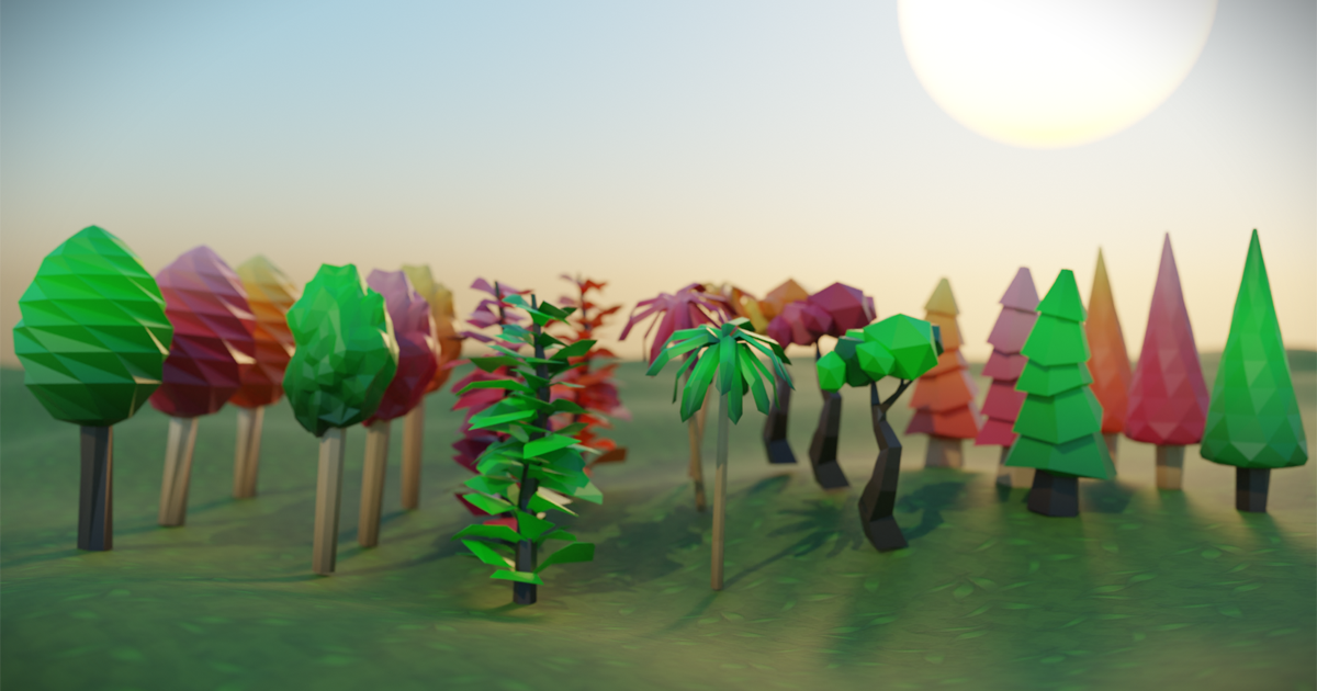 Low Poly Colorful Trees Pack | 3D Trees | Unity Asset Store