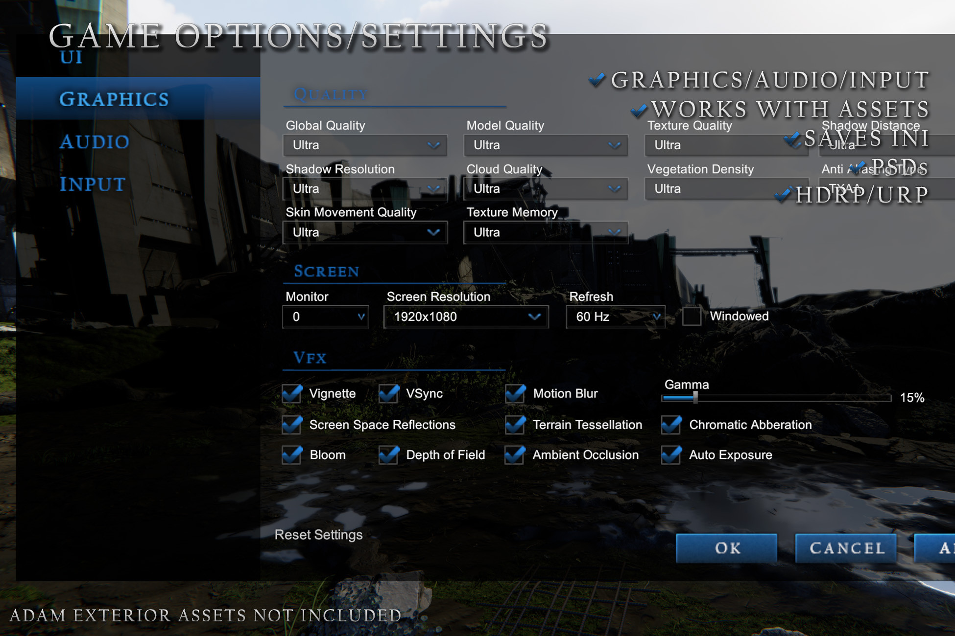 Game Options/Settings GUI Tools Unity Asset Store