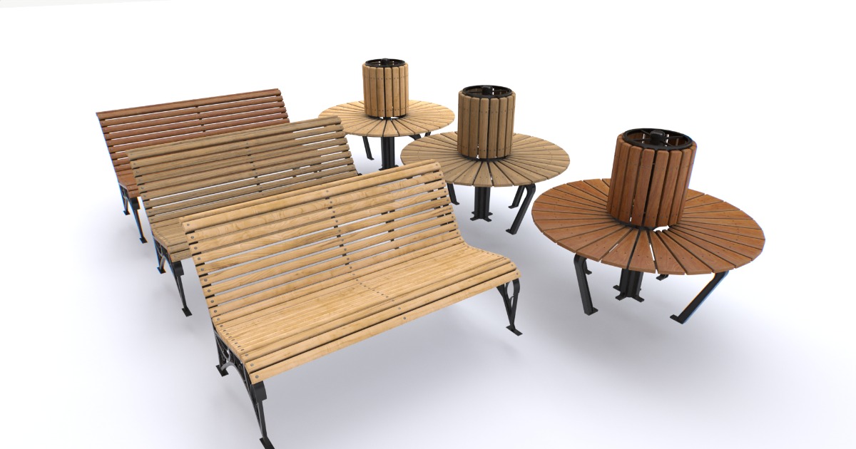 Wood Bench Seat Pack 2 | 3D Props | Unity Asset Store