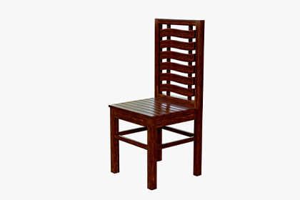 Wavy Backrest Wooden Chair 3D Model