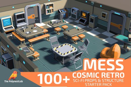 Low Poly Sci-Fi Mess Hall / Cosmic Retro