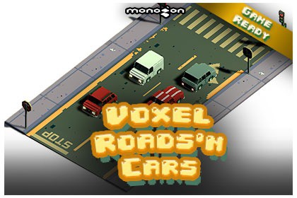 Voxel Roads and Cars - 3D pixel art - monogon
