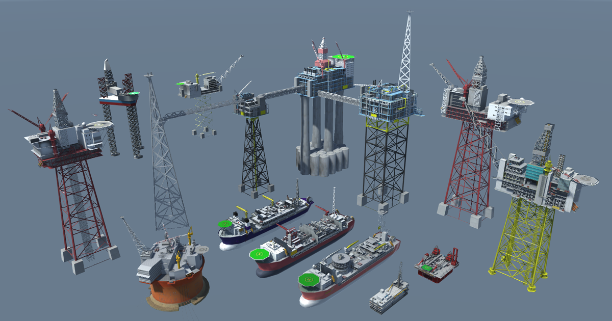 Oil rig, platform and FPSO 3D model pack | 3D Characters | Unity Asset ...