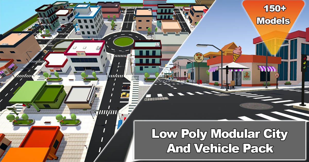 Low poly Modular city and Vehicle Pack | 3D Environments | Unity Asset ...