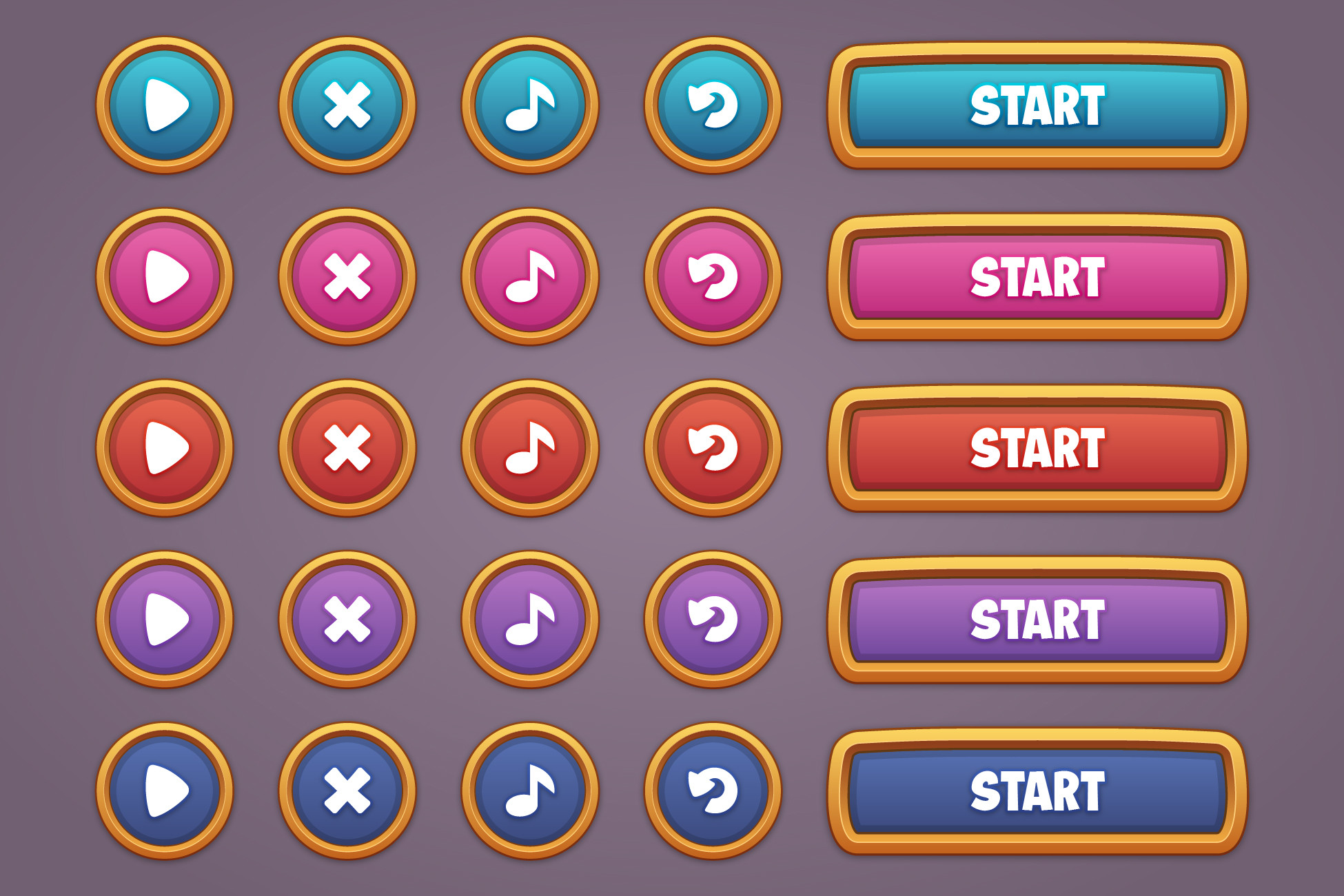 Game Buttons Kit: Cartoon Style button kit for hyper casual games | 2D ...