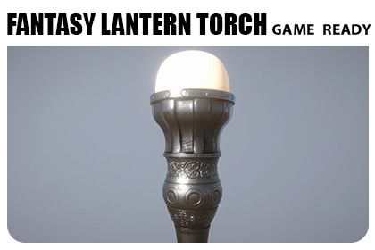 Fantasy lantern torch - game ready