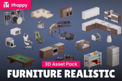 Furniture Realistic - Low Poly 3D Models Pack