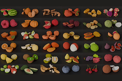 Low Poly Fruits Package