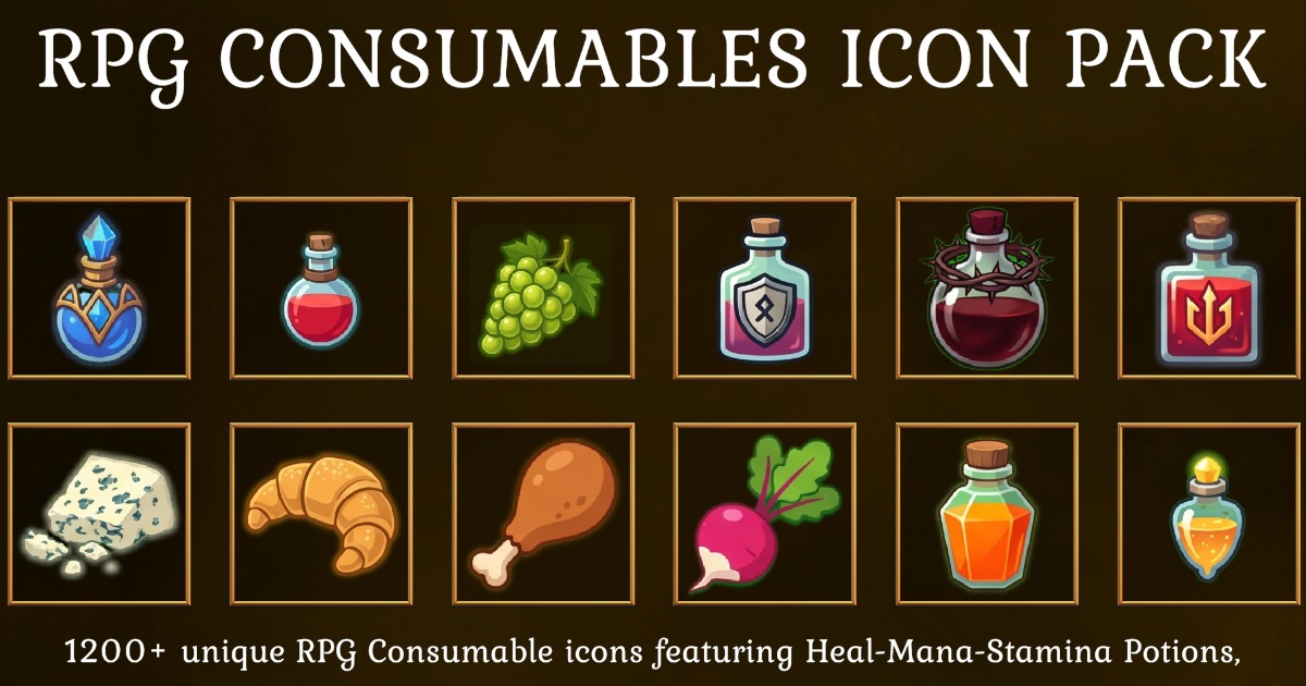 1283 Consumables Icons – Mega RPG Consumables Pack