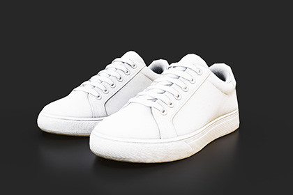 White Sneakers 3D Model Game Ready
