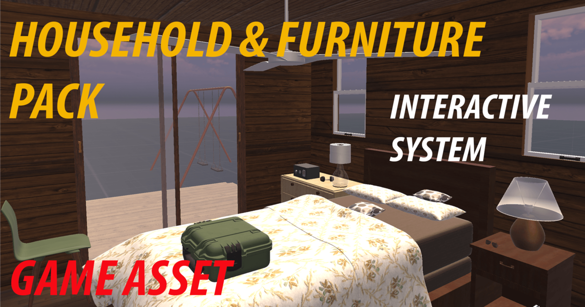 Unity Module Interior Cabin Interior Household Items & Furniture Pack With Interactive ...
