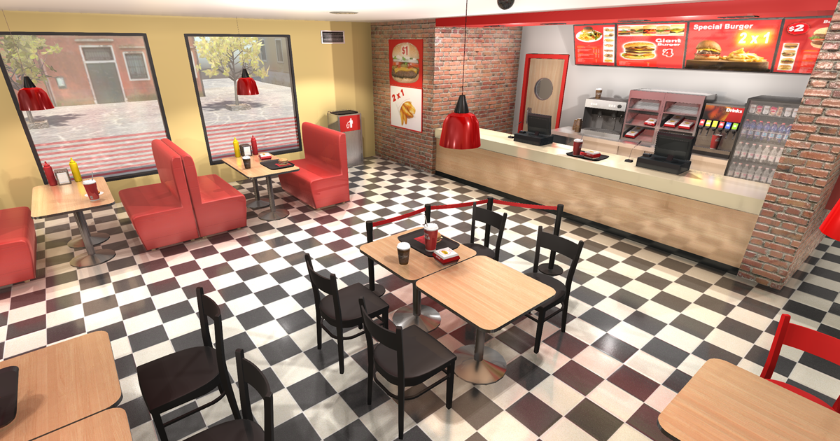 Burger Interior | 3D Interior | Unity Asset Store