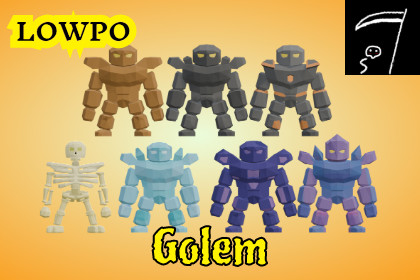 LOWPO: Low Poly Golems – Stylized 3D RPG Monsters (URP)