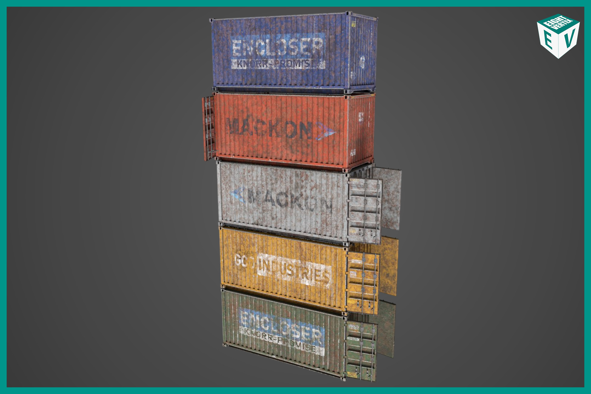 5 Cargo Dusty Container 20ft Single Mat | 3D Industrial | Unity Asset Store