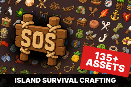 Island Survival Crafting Resources Icons Pack for Adventure and RPG Games