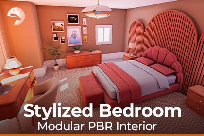 Stylized Modular Bedroom - PBR Interior Kit (URP/Built-In/HDRP)